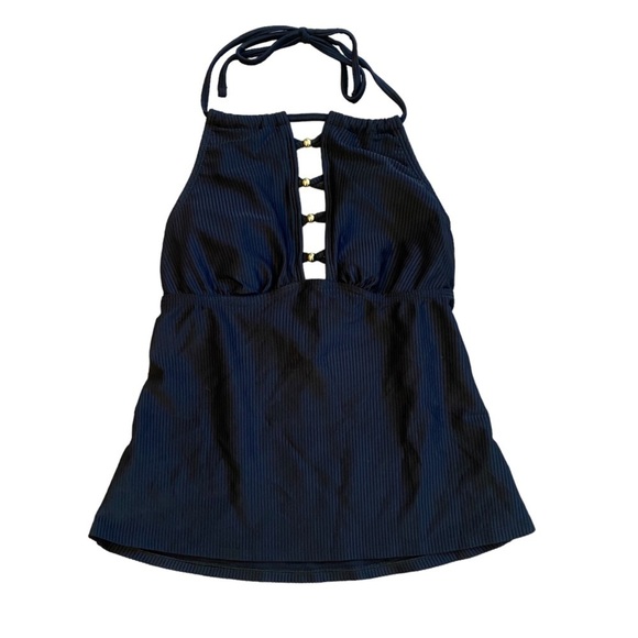Black tankini Salt and Cove Small halter gold details Summer - Picture 1 of 9